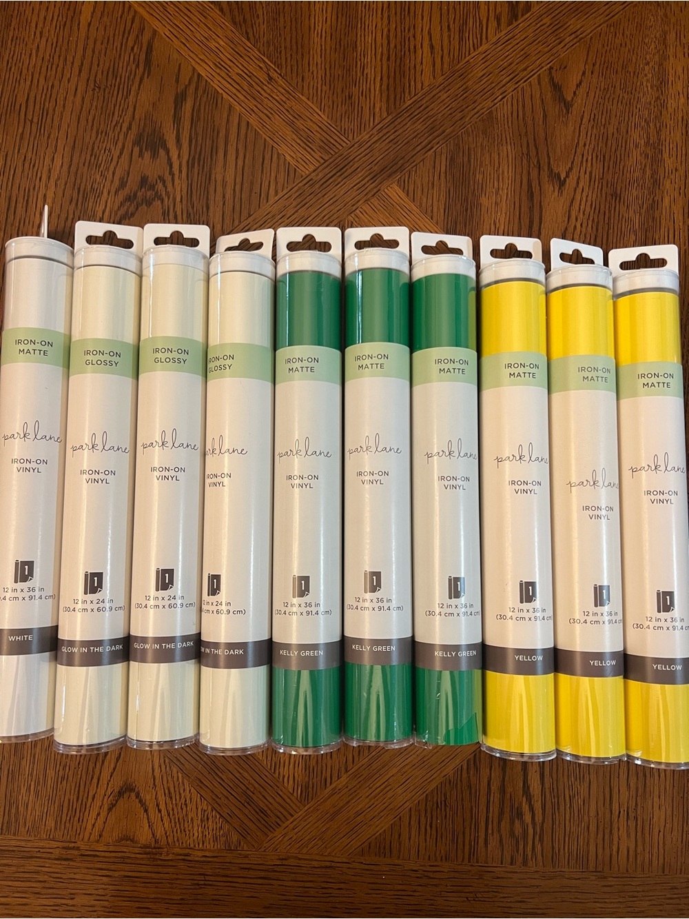 Parklane iron on Vinyl Green, yellow, white, and glow in the dark
